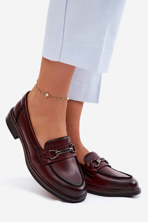 Mocassins en cuir bordeaux pour femmes Vinceza 39983