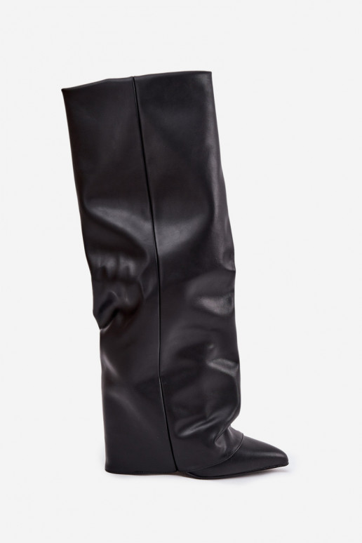 Bottes hautes femmes doublées avec inserts et talons noirs Elivira