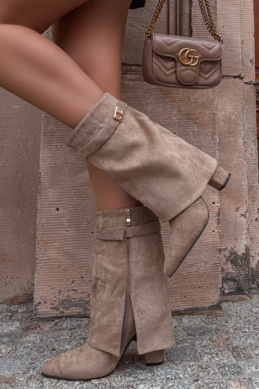 Bottines femmes doublées avec talons décorés kaki Luvielle