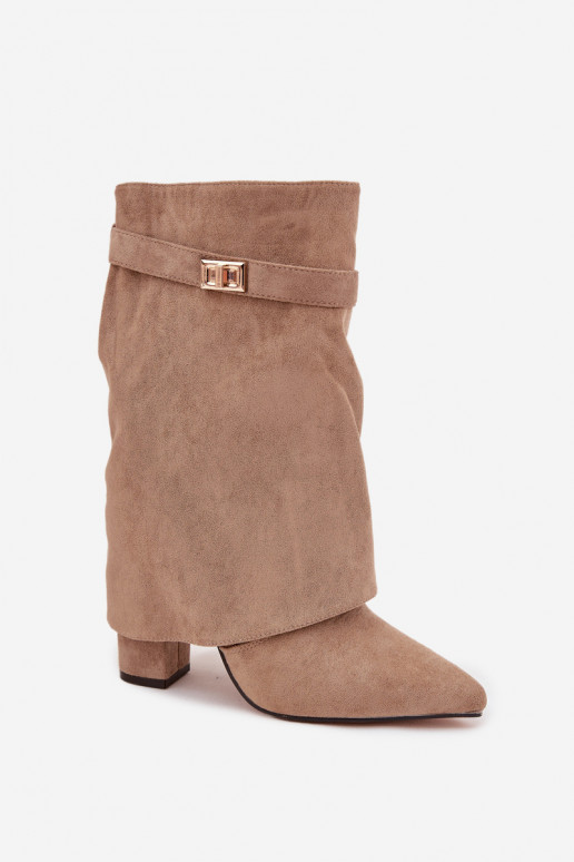Bottines femmes doublées avec talons décorés kaki Luvielle