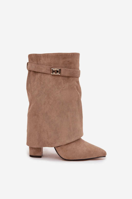 Bottines femmes doublées avec talons décorés kaki Luvielle
