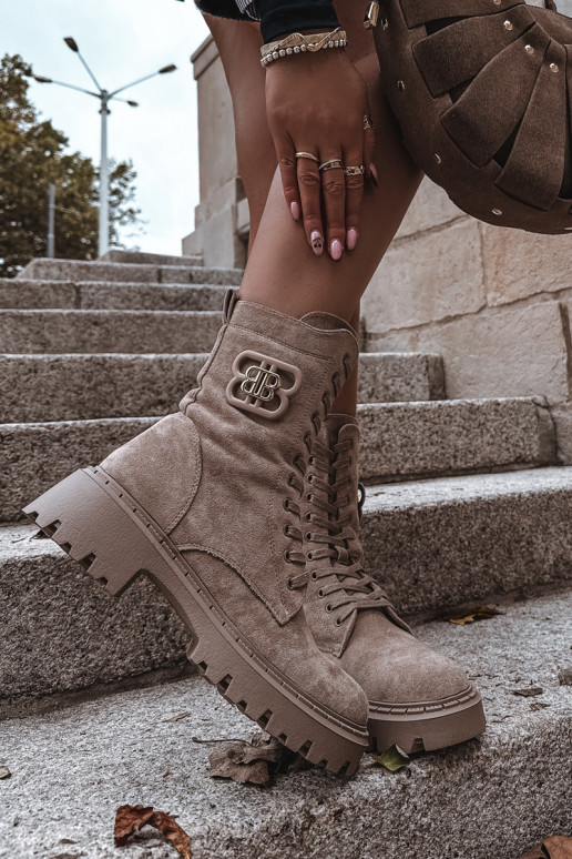 Bottines femmes doublées avec éléments raffinés sable Kalindra