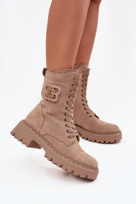 Bottines femmes doublées avec éléments raffinés sable Kalindra