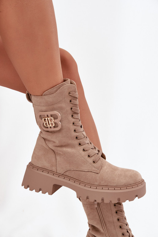 Bottines femmes doublées avec éléments raffinés sable Kalindra