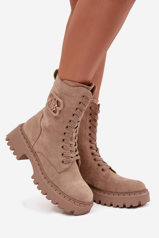 Bottines femmes doublées avec éléments raffinés sable Kalindra