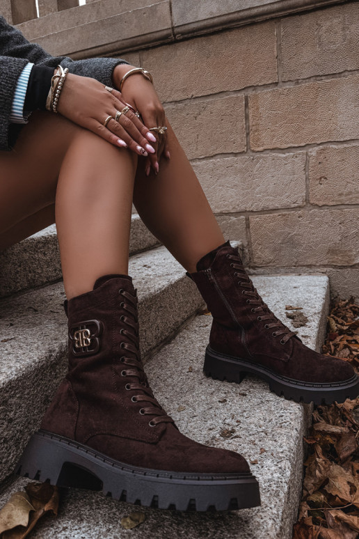 Bottines femmes doublées avec éléments raffinés chocolat Kalindra