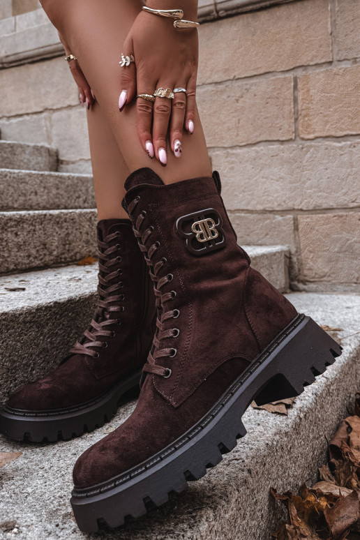 Bottines femmes doublées avec éléments raffinés chocolat Kalindra