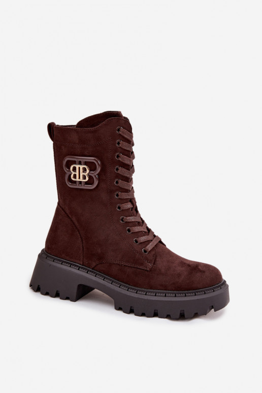 Bottines femmes doublées avec éléments raffinés chocolat Kalindra