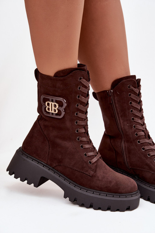 Bottines femmes doublées avec éléments raffinés chocolat Kalindra