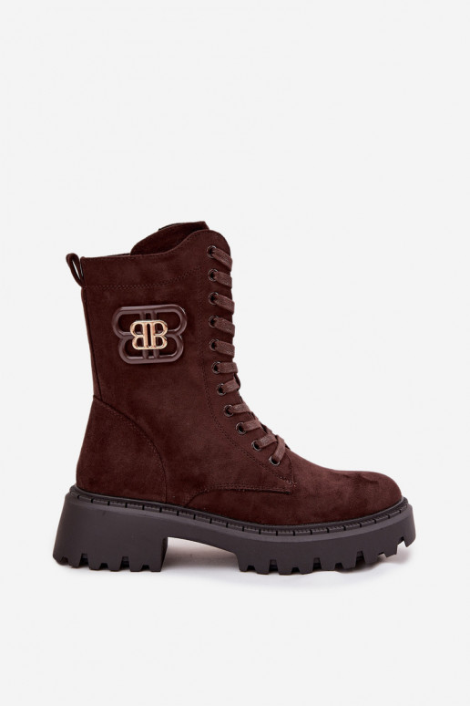 Bottines femmes doublées avec éléments raffinés chocolat Kalindra
