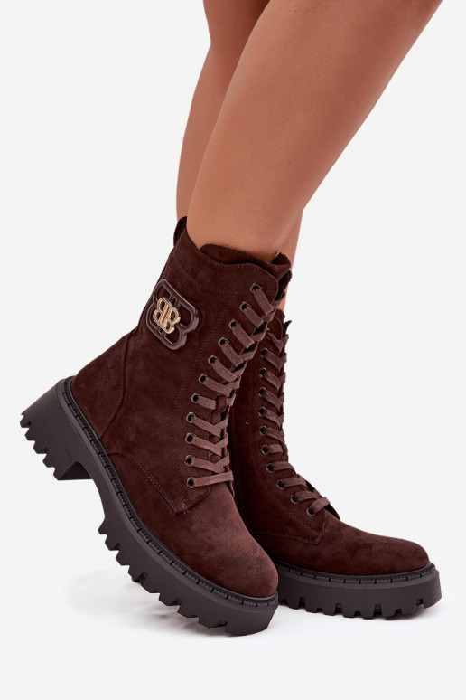 Bottines femmes doublées avec éléments raffinés chocolat Kalindra