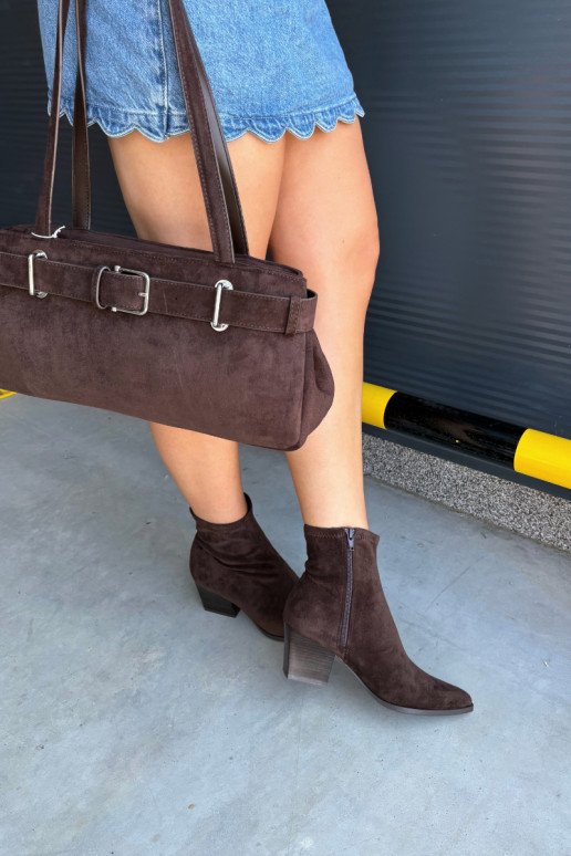 Bottines pour femmes à talon carré couleur chocolat Atina