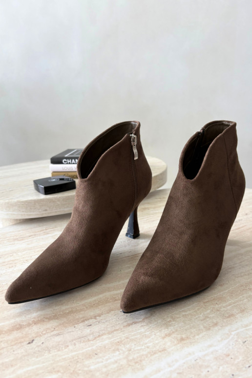 Bottines pour femmes sur talon fin avec bout pointu couleur kaki Bessia