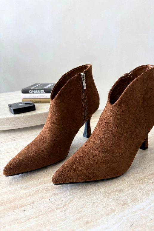 Bottines pour femmes sur talon fin avec bout pointu couleur marron Bessia