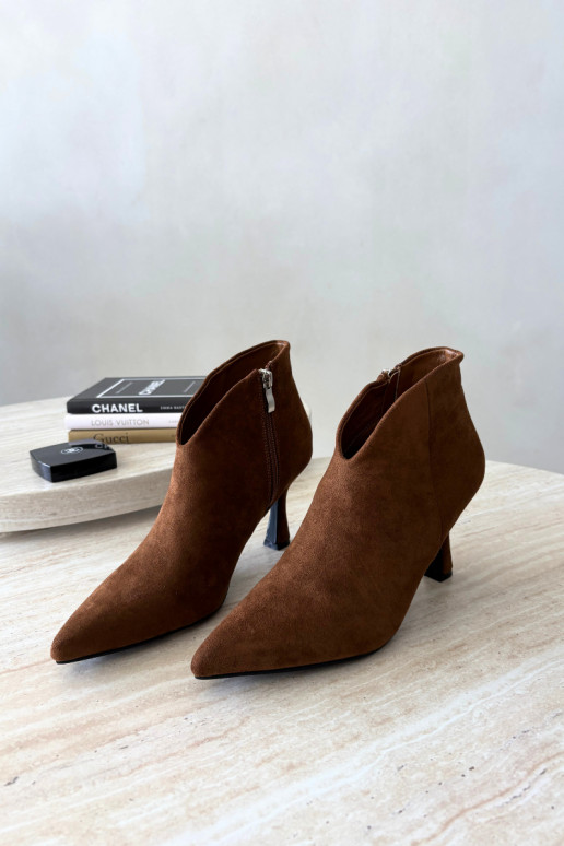 Bottines pour femmes sur talon fin avec bout pointu couleur marron Bessia