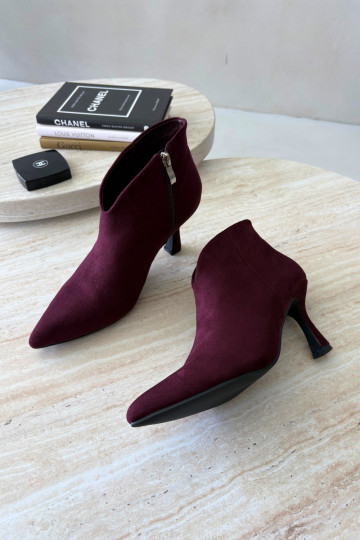 Bottines pour femmes sur talon fin avec bout pointu couleur bordeaux Bessia