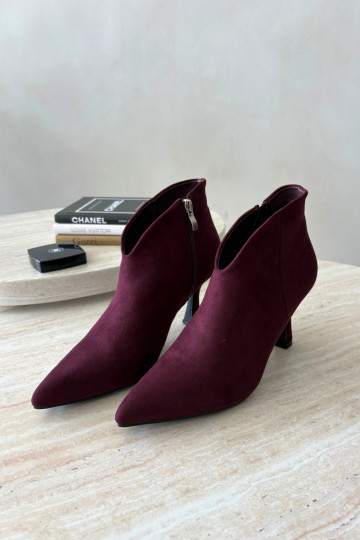 Bottines pour femmes sur talon fin avec bout pointu couleur bordeaux Bessia 2
