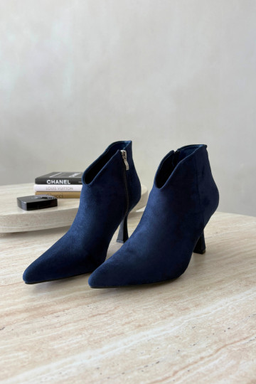 Bottines pour femmes sur talon fin avec bout pointu couleur bleu foncé Bessia 2