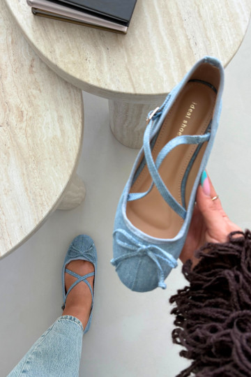 Ballerines en denim avec rubans Kokardką 2