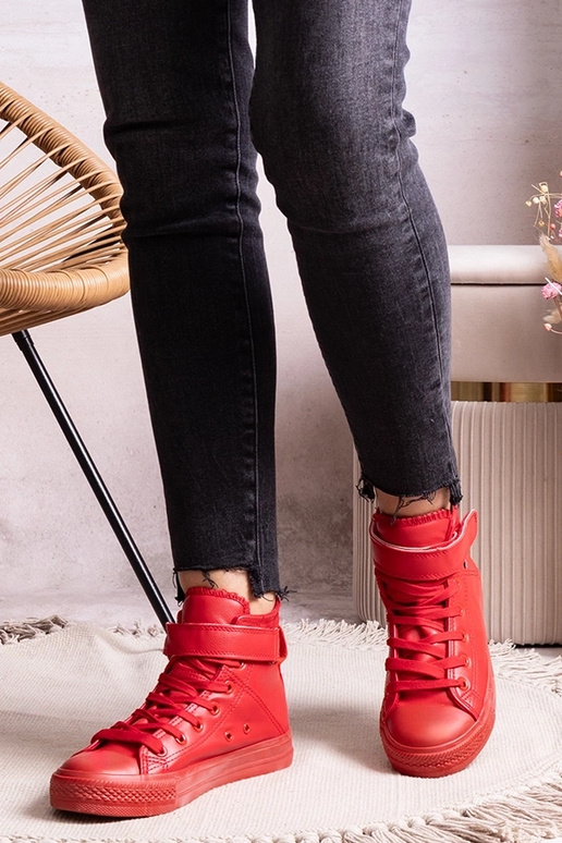 Baskets montantes rouges en cuir synthétique Bonbonita