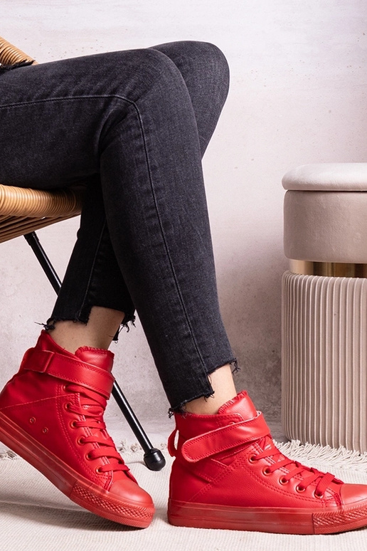Baskets montantes rouges en cuir synthétique Bonbonita