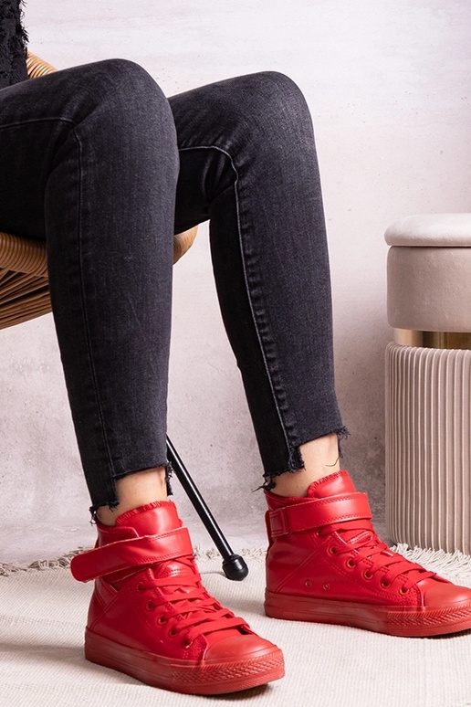 Baskets montantes rouges en cuir synthétique Bonbonita
