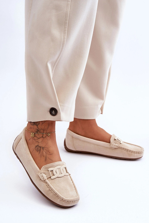 Mocassins luxueux en daim synthétique couleur sable pour femmes Rabell