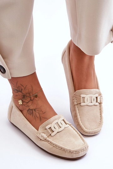 Mocassins luxueux en daim synthétique couleur sable pour femmes Rabell 2