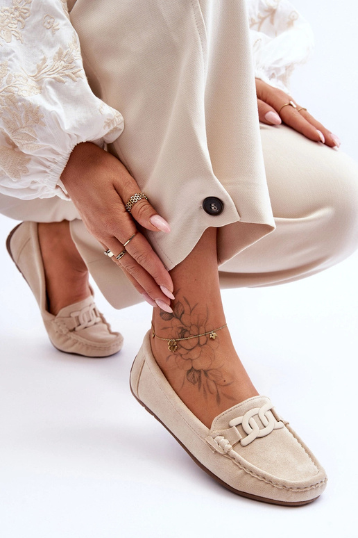 Mocassins luxueux en daim synthétique couleur sable pour femmes Rabell