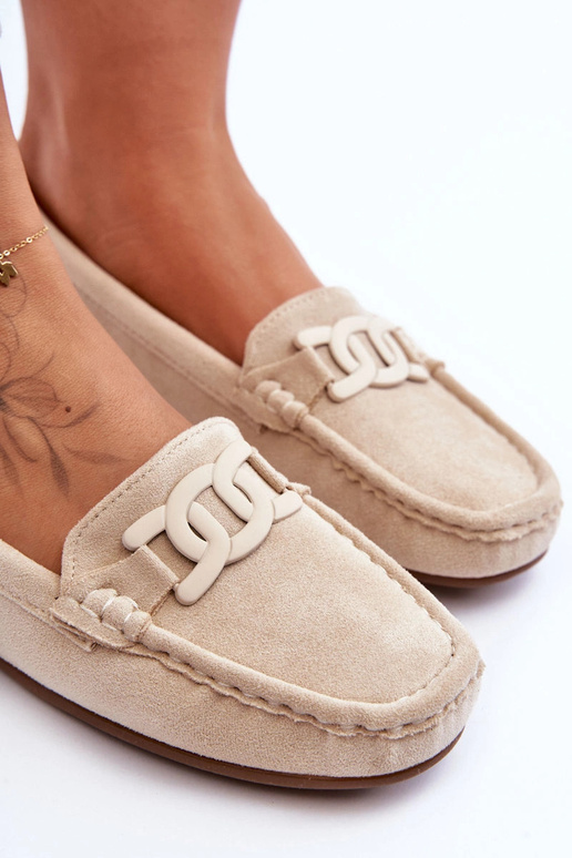 Mocassins luxueux en daim synthétique couleur sable pour femmes Rabell