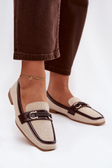 Mocassins marron et sable avec éléments décoratifs Evelora
