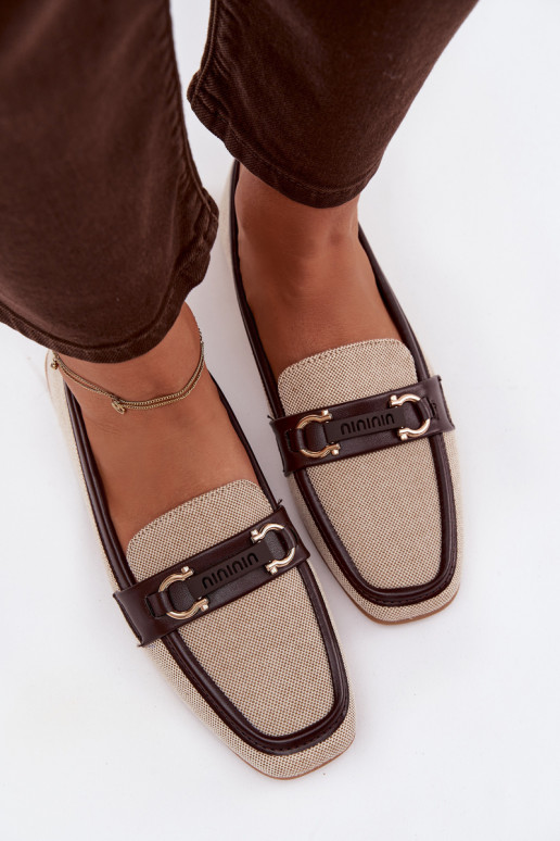 Mocassins marron et sable avec éléments décoratifs Evelora