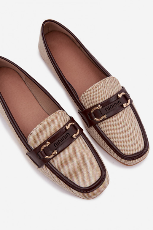 Mocassins marron et sable avec éléments décoratifs Evelora