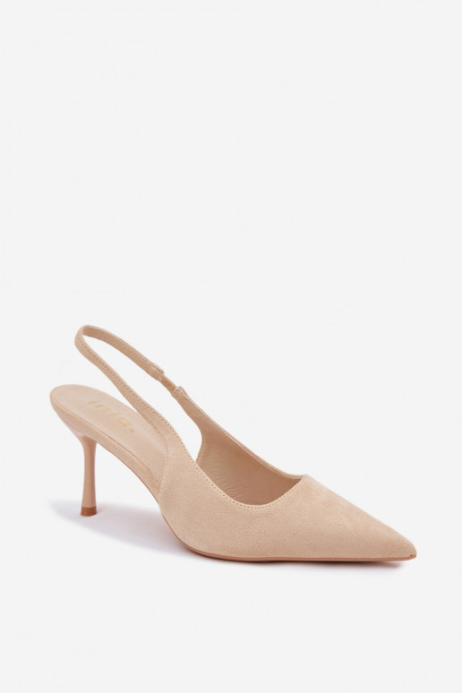 Sandales pour femmes couleur sable avec talons fins en daim synthétique Kevina