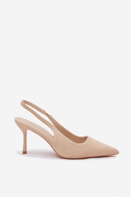 Sandales pour femmes couleur sable avec talons fins en daim synthétique Kevina