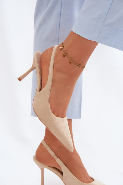 Sandales pour femmes couleur sable avec talons fins en daim synthétique Kevina
