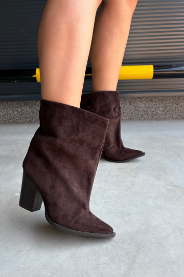 Bottines femmes à bout pointu couleur chocolat Hileta 2