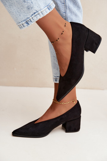 Chaussures à bout pointu et talons carrés couleur noire Lavisa 2