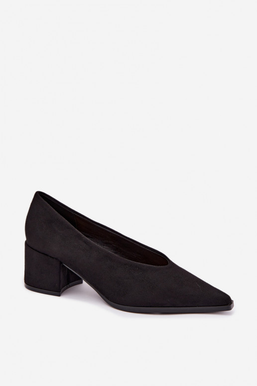 Chaussures à bout pointu et talons carrés couleur noire Lavisa