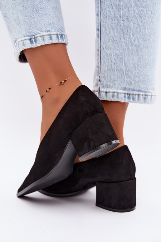 Chaussures à bout pointu et talons carrés couleur noire Lavisa