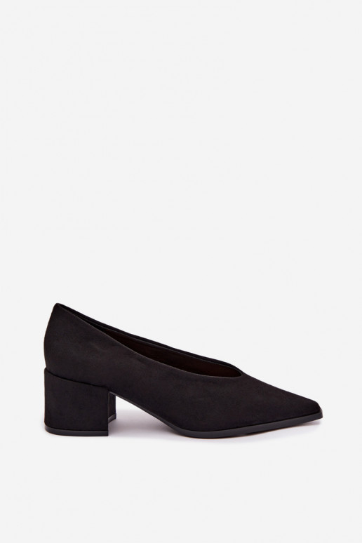 Chaussures à bout pointu et talons carrés couleur noire Lavisa