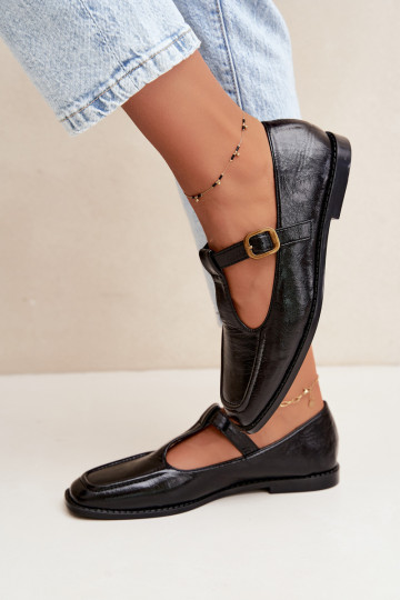 Chaussures en simili cuir noir avec brides Bonnia