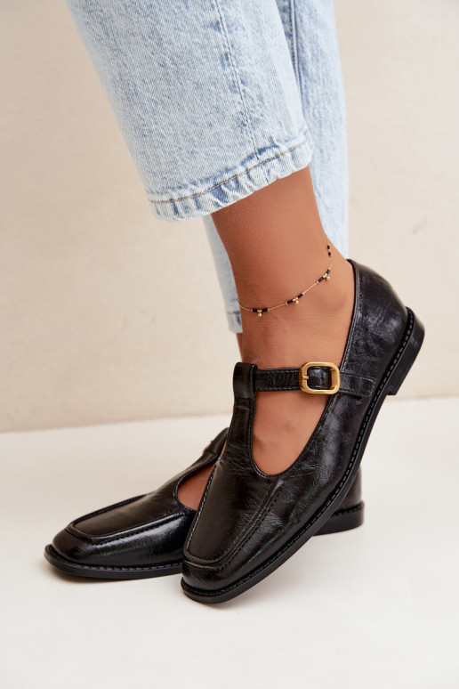 Chaussures en simili cuir noir avec brides Bonnia