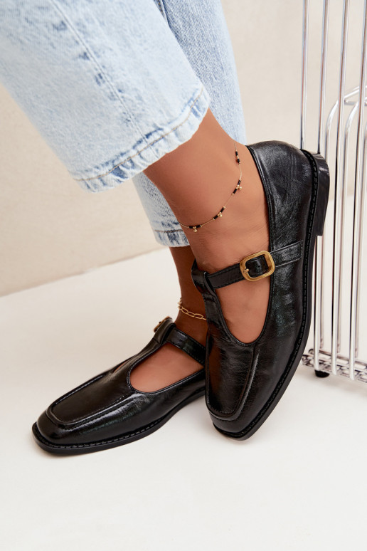 Chaussures en simili cuir noir avec brides Bonnia