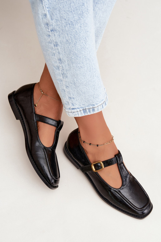 Chaussures en simili cuir noir avec brides Bonnia