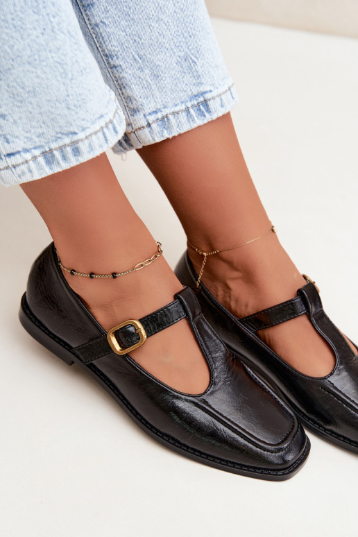 Chaussures en simili cuir noir avec brides Bonnia