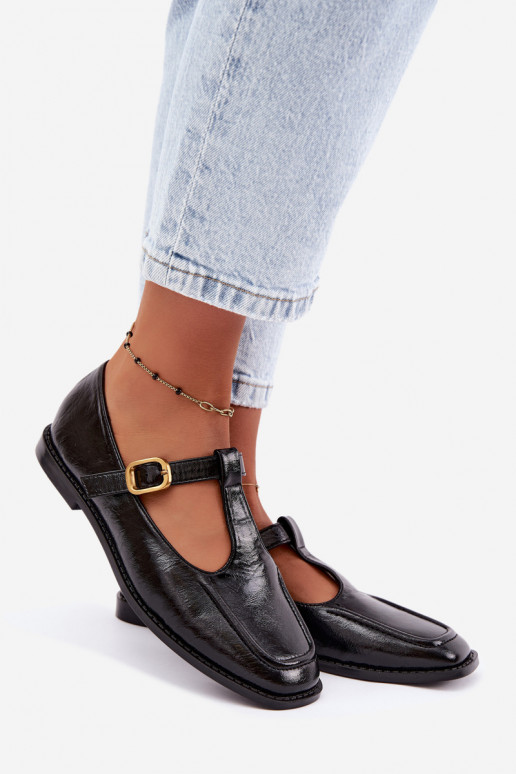 Chaussures en simili cuir noir avec brides Bonnia