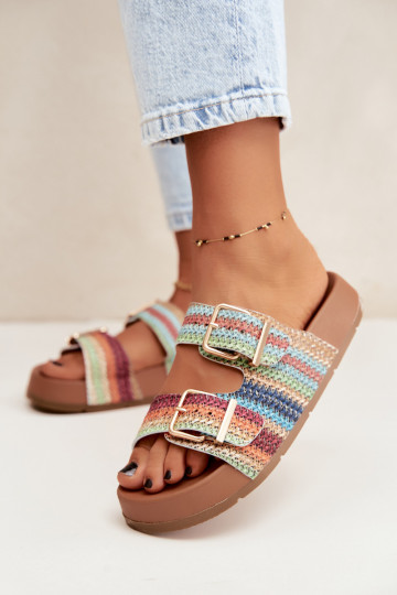 Chaussons dorés pour femmes avec boucles et plateforme en différentes couleurs Meretta