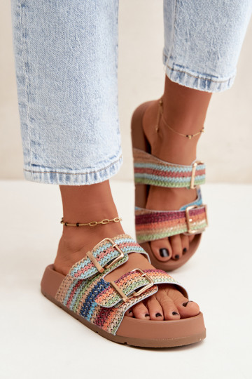 Chaussons dorés pour femmes avec boucles et plateforme en différentes couleurs Meretta 2