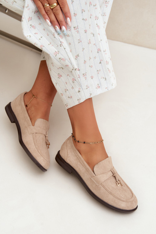Mocassins beiges pour femmes en simili daim Raylie